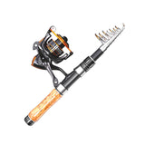 Wooden Grip Telescopic Spinning Travel Rod