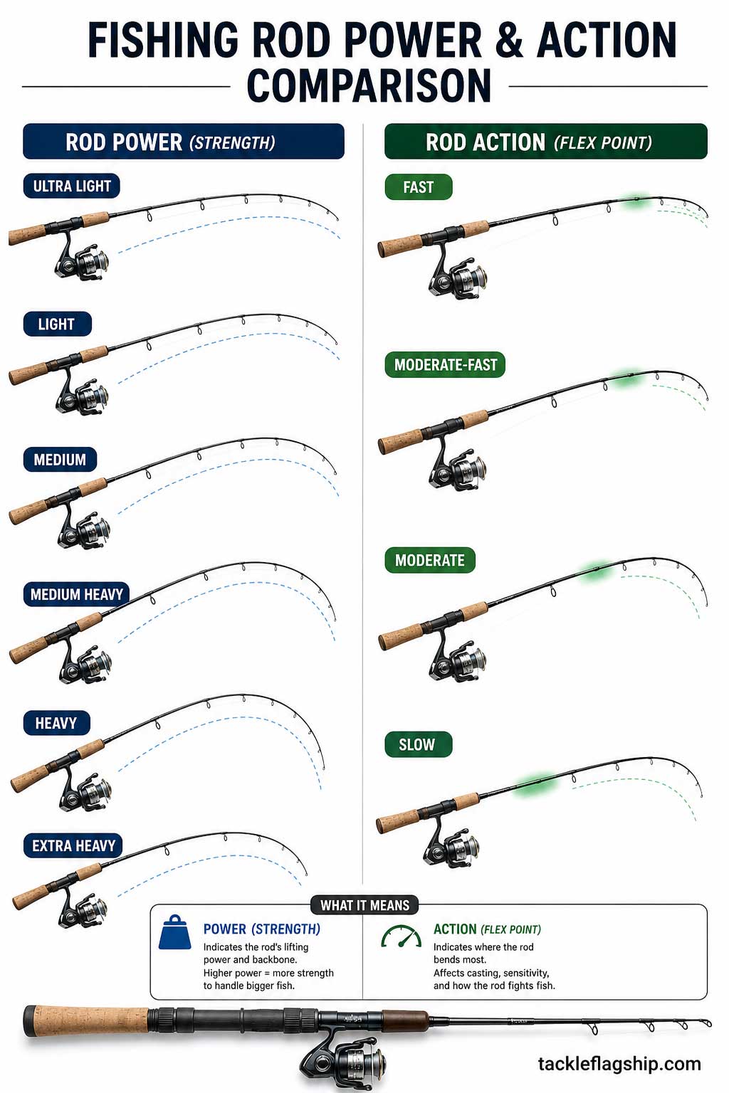 fishing rod power vs action explained for beginners