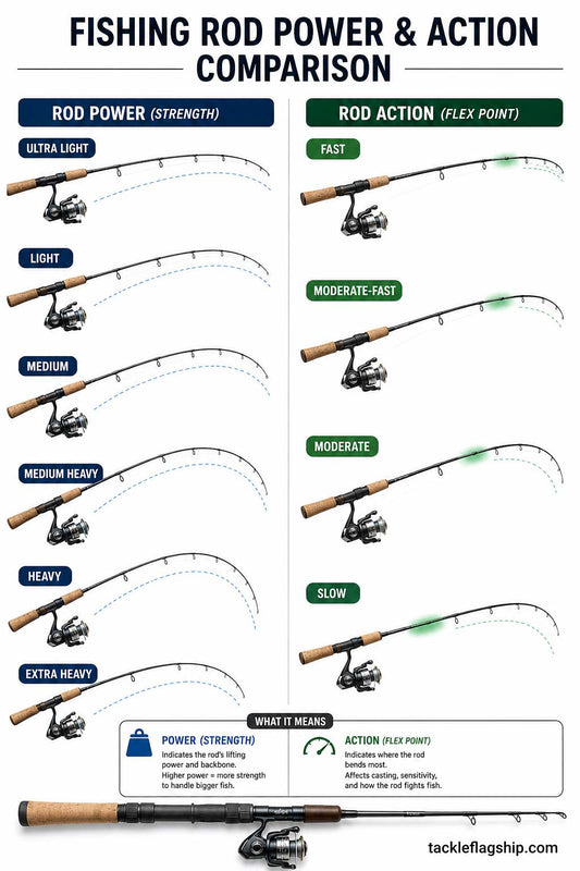 fishing rod power vs action explained for beginners