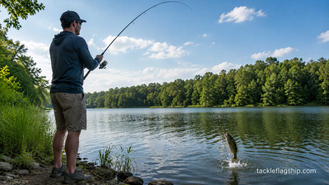 angler fishing a Wacky Rig stick bait for bass